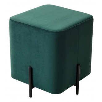 Пуф для гостиной ФЕЛИКС квадратный зеленый #19, велюр / черный каркас 
