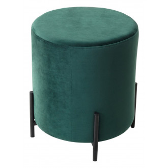 Пуф для гостиной ФЕЛИКС круглый зеленый #19, велюр / черный каркас 