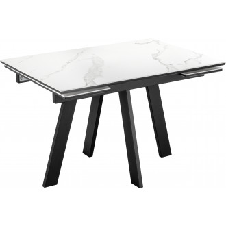 Стол керамический раздвижной Брэнс 120(180)х80 Белый мрамор/Черный
